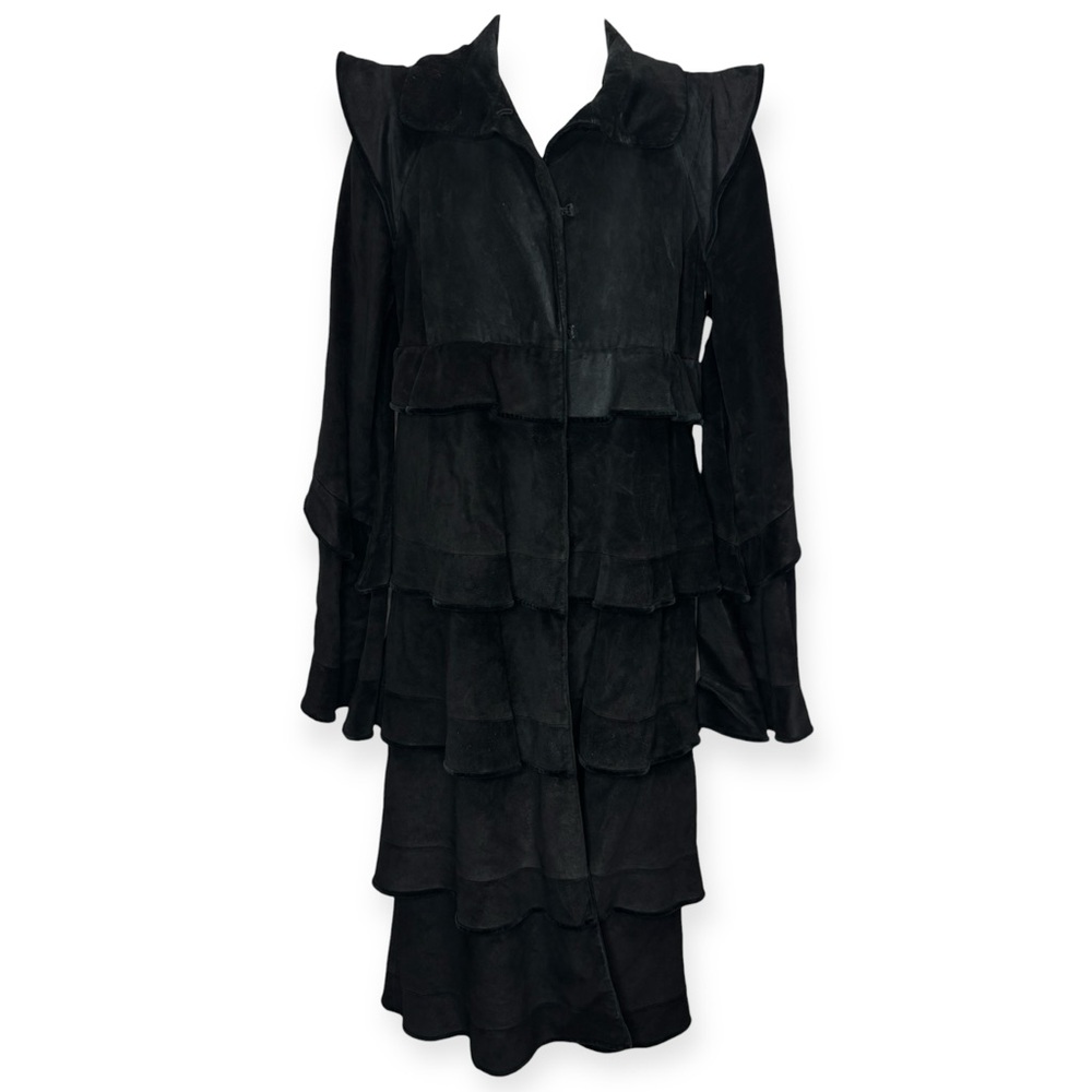 Yves Saint Laurent Black Suede Layered Coat - Picture 1 of 4